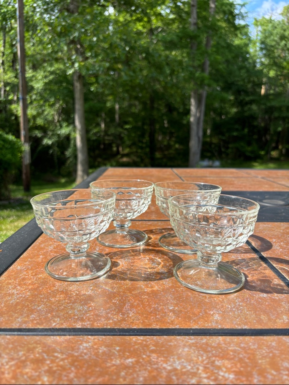 Indiana Glass Whitehall Pattern Clear Glass Dessert, Champagne  - Set of 4
